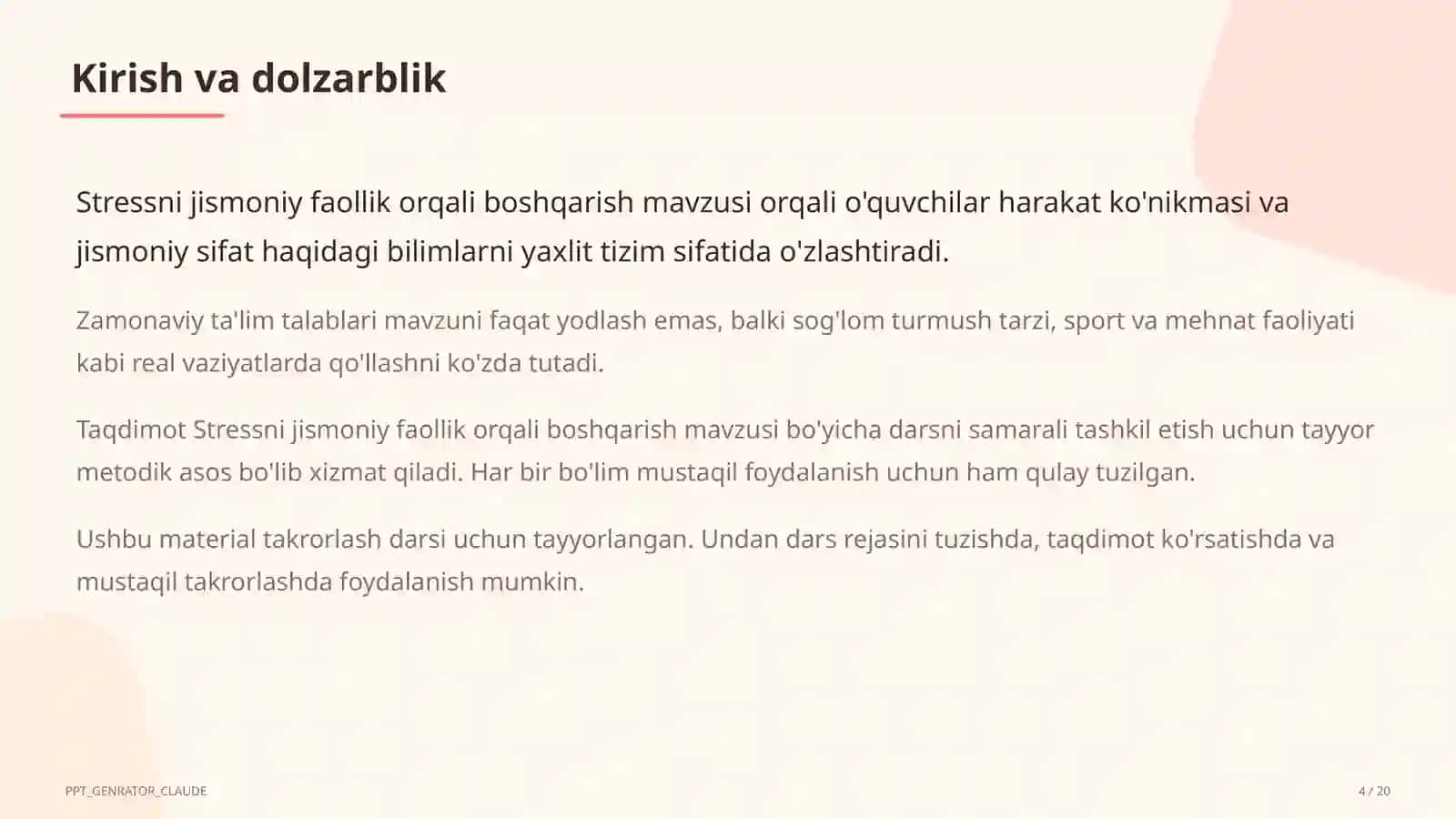 Stressni jismoniy faollik orqali boshqarish (11-sinf) 4