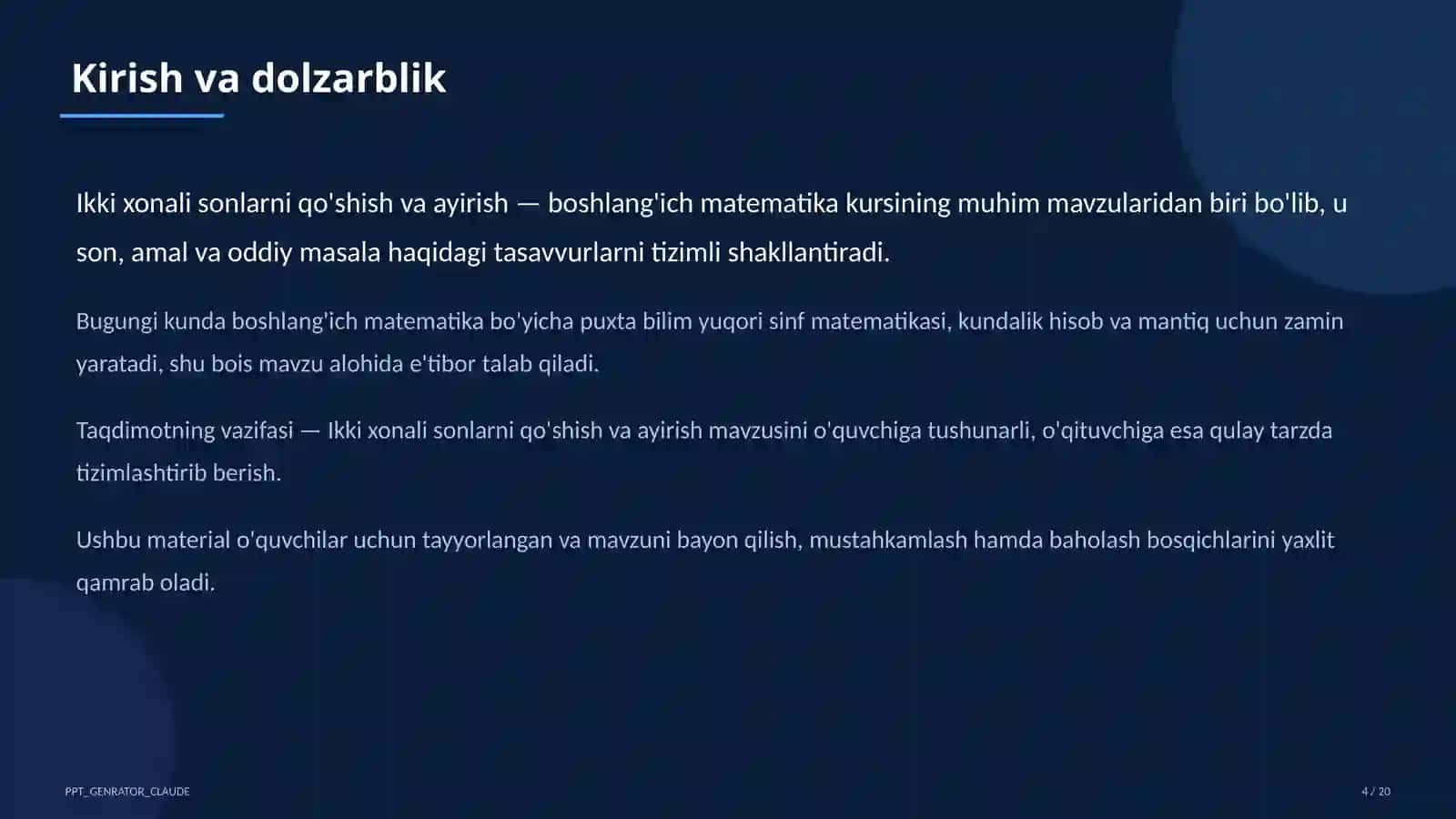 Ikki xonali sonlarni qo'shish va ayirish (2-sinf) 4