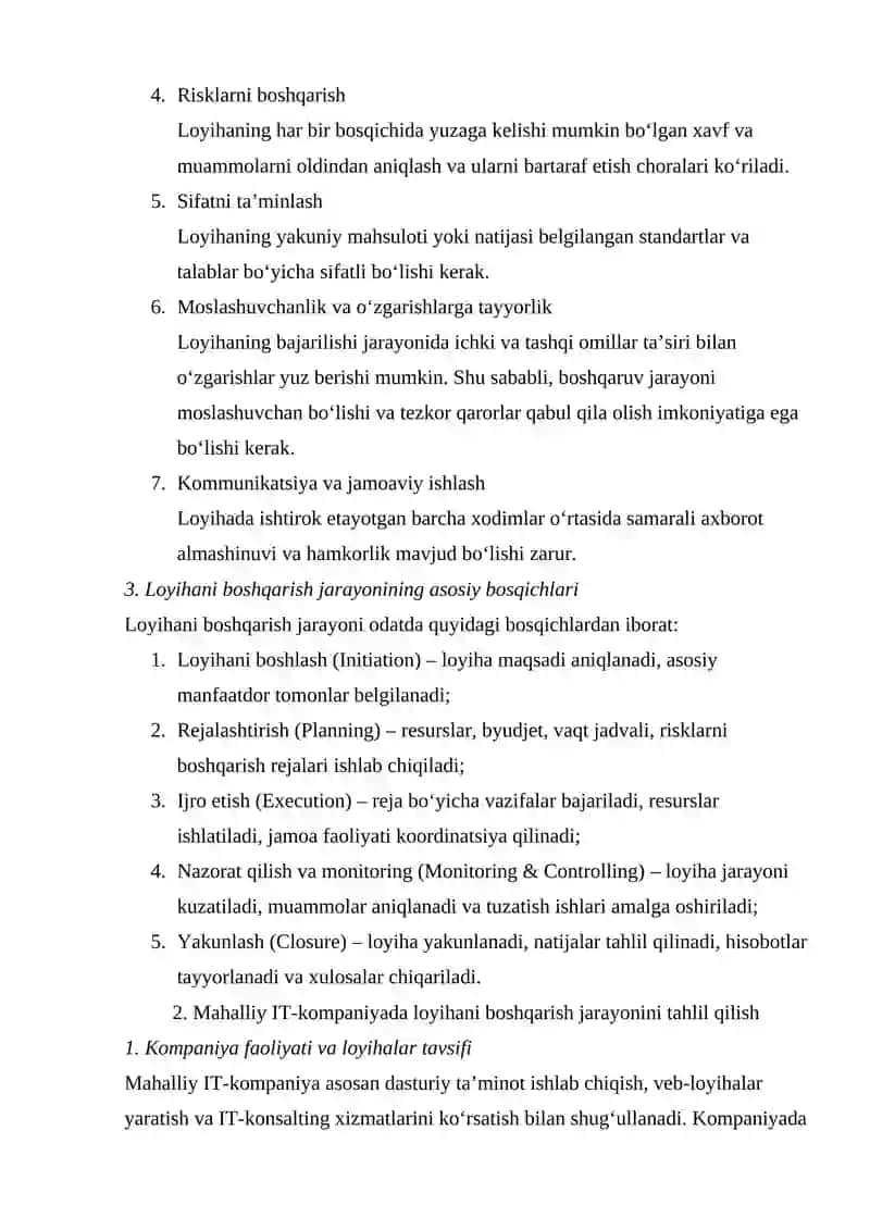 LOYIHA BOSHQARISH 4