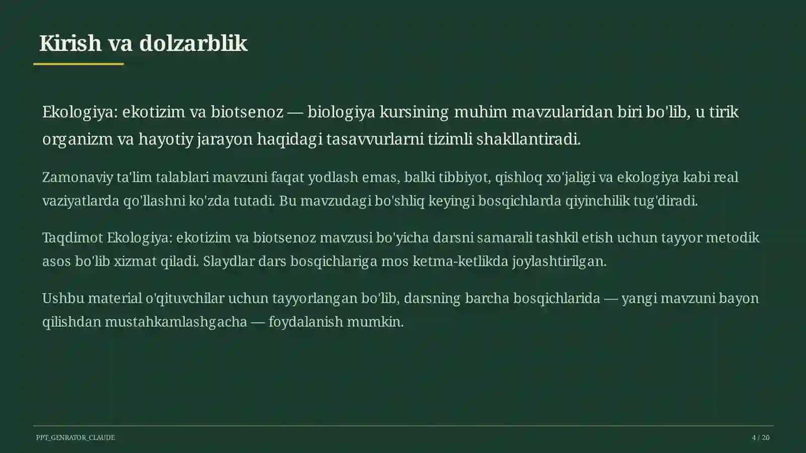 Ekologiya: ekotizim va biotsenoz (10-sinf) 4