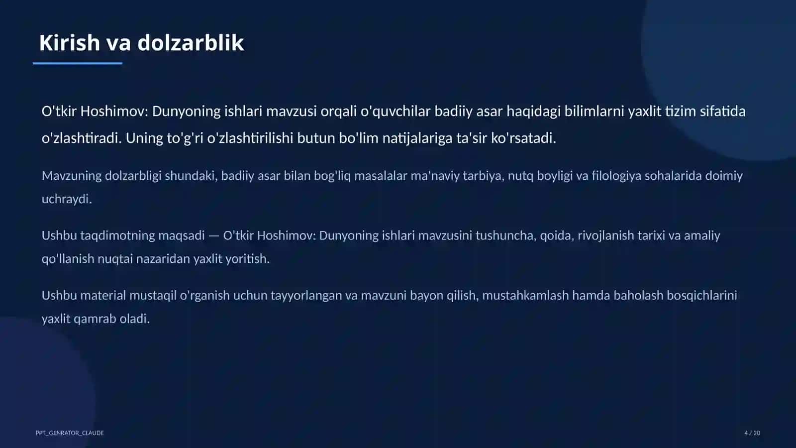 O'tkir Hoshimov: Dunyoning ishlari (7-sinf) 4