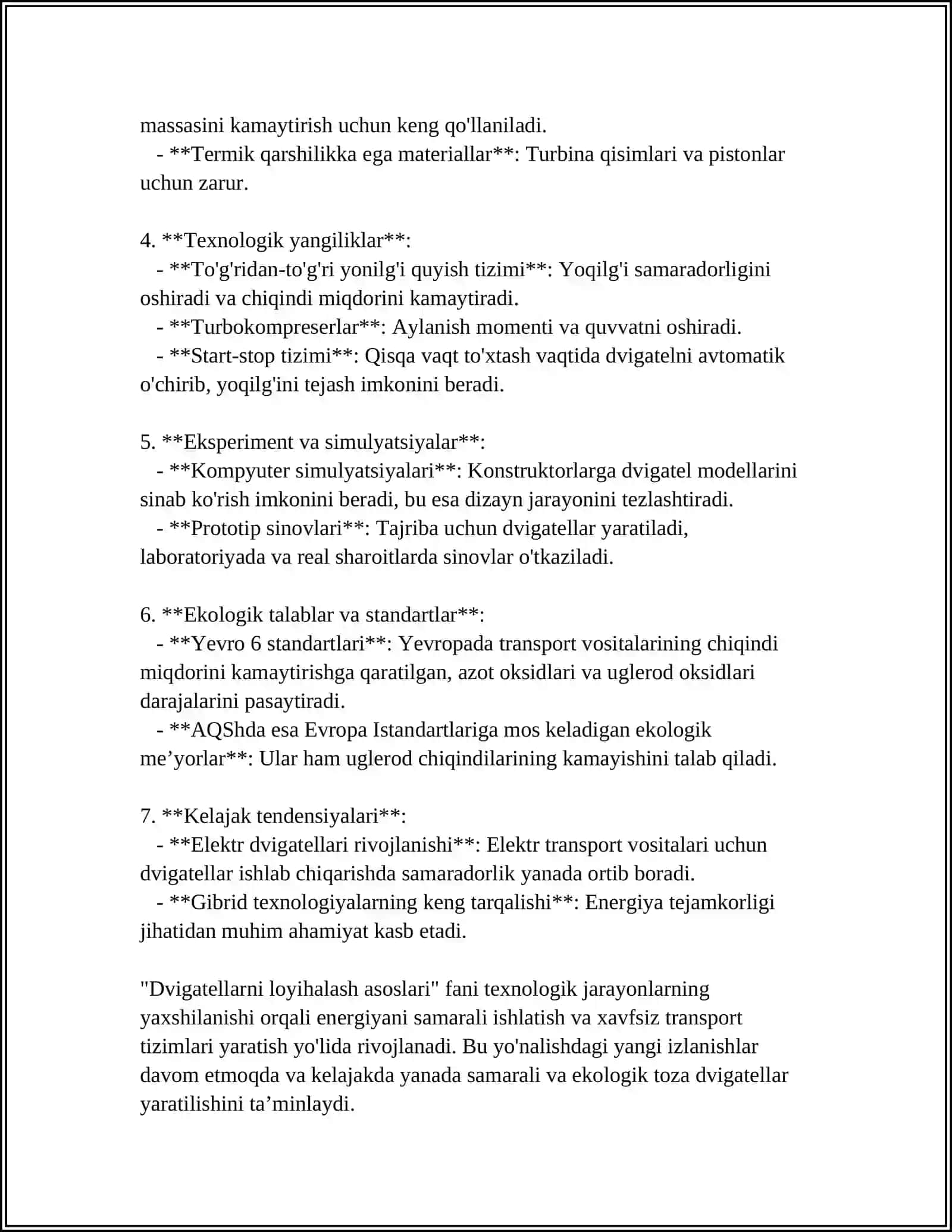 TEXNIK SHAROITLAR BOYICHA DVIGATELLAR 4