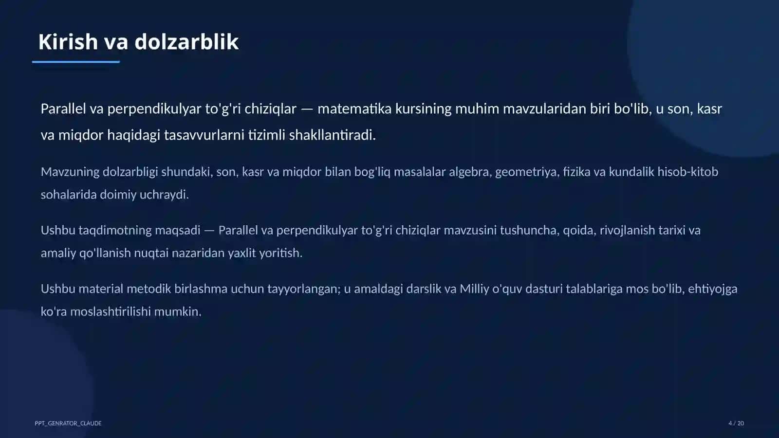 Parallel va perpendikulyar to'g'ri chiziqlar (6-sinf) 4