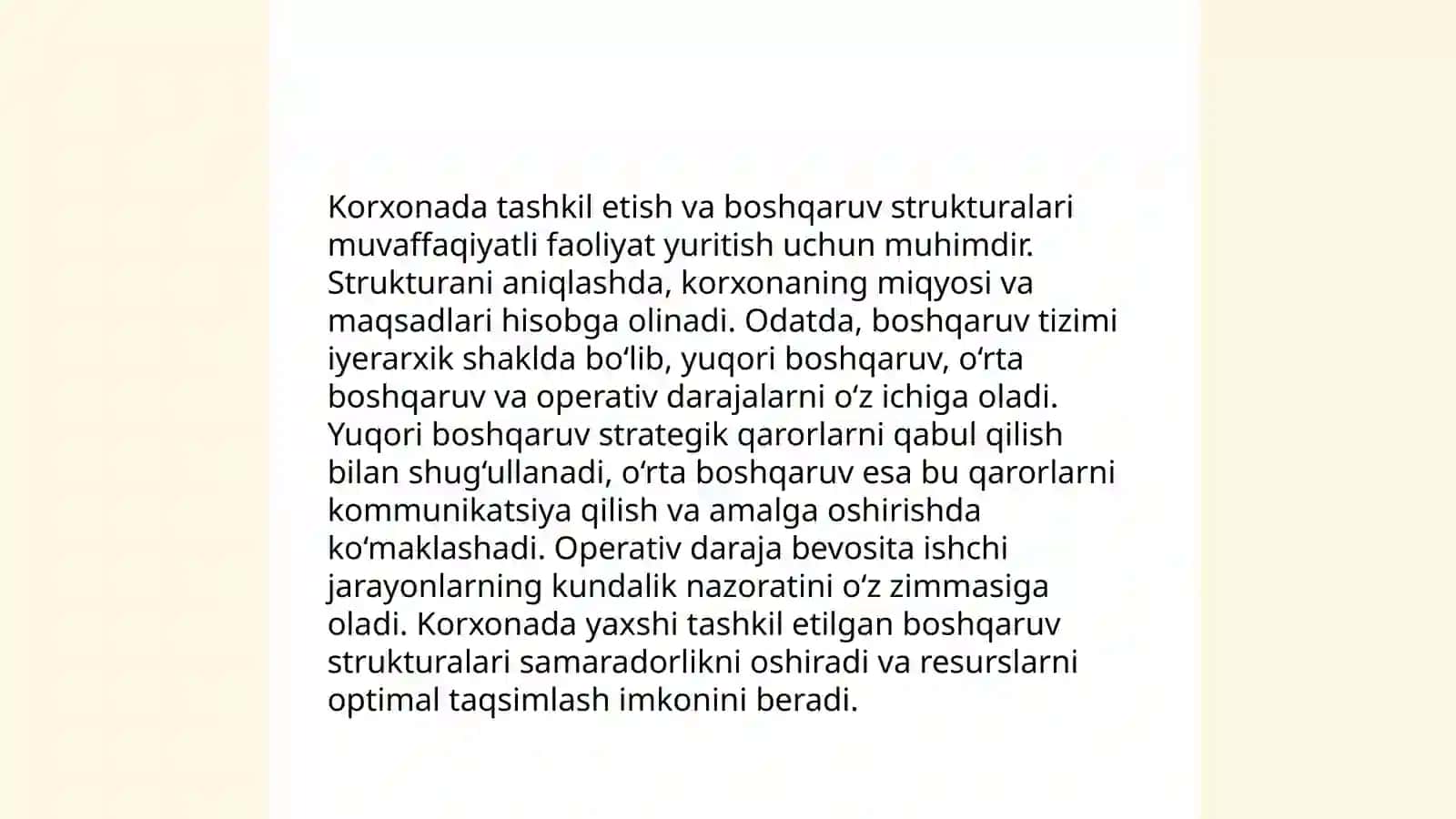 Korxonada boshqaruvning tashkiliy tuzilmasi,Boshqaruvda muvofiqlashtirish va motivatsiya 4