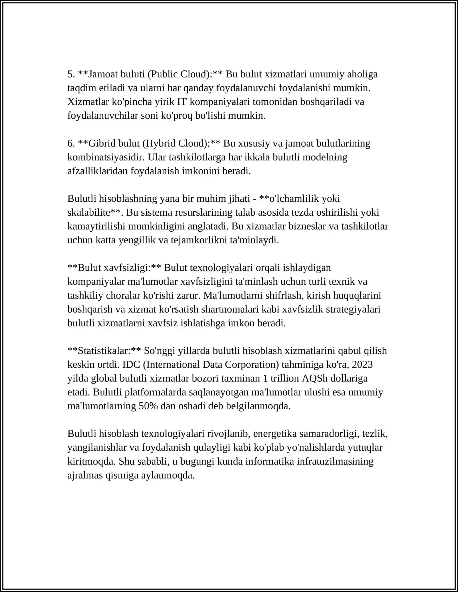 BULUTLI HISOBLASHLARDA (CLOUD COMPUTING) VA UNING IMKONIYATLARI 4