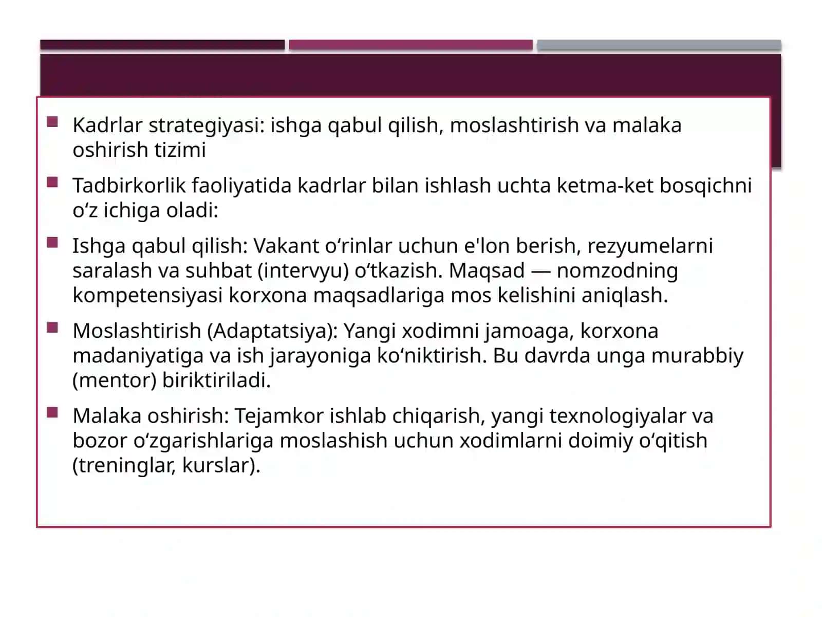 Korxona daki kadrlar va mehnat haqto'lash 4
