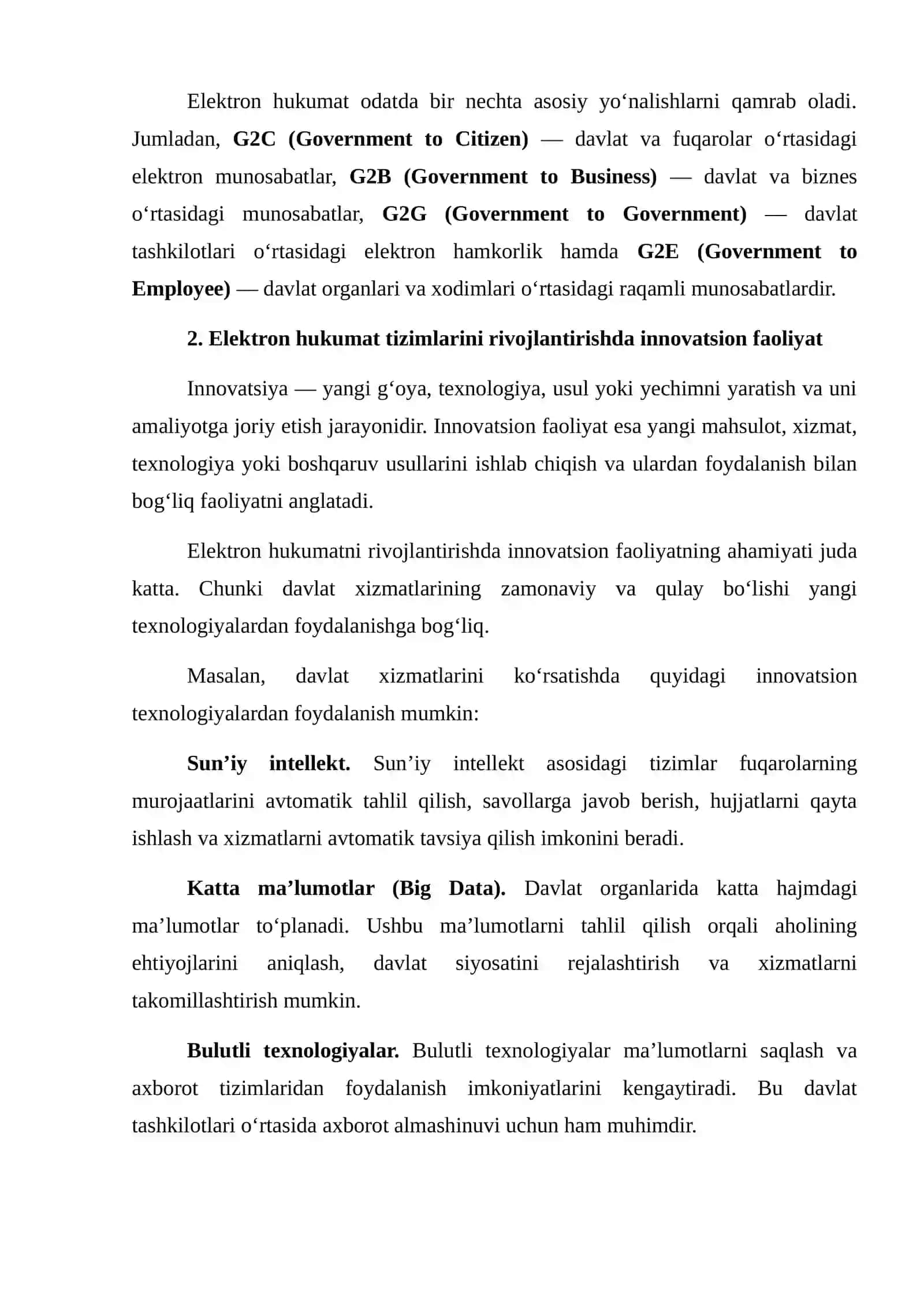 Elektron hukumat tizimlarini rivojlantirishda innovatsion faoliyat 4