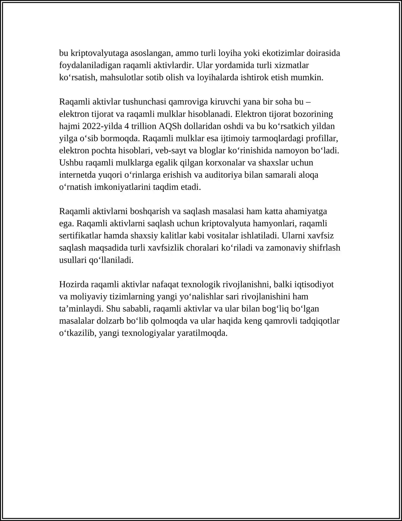 TIJORAT BANKLARIDA RAQAMLI AKTIVLAR BILAN ISHLASH IMKONINI BERUVCHI PLATFORMALAR VA ULARNING TEXNIK IMKONIYATLARI 4