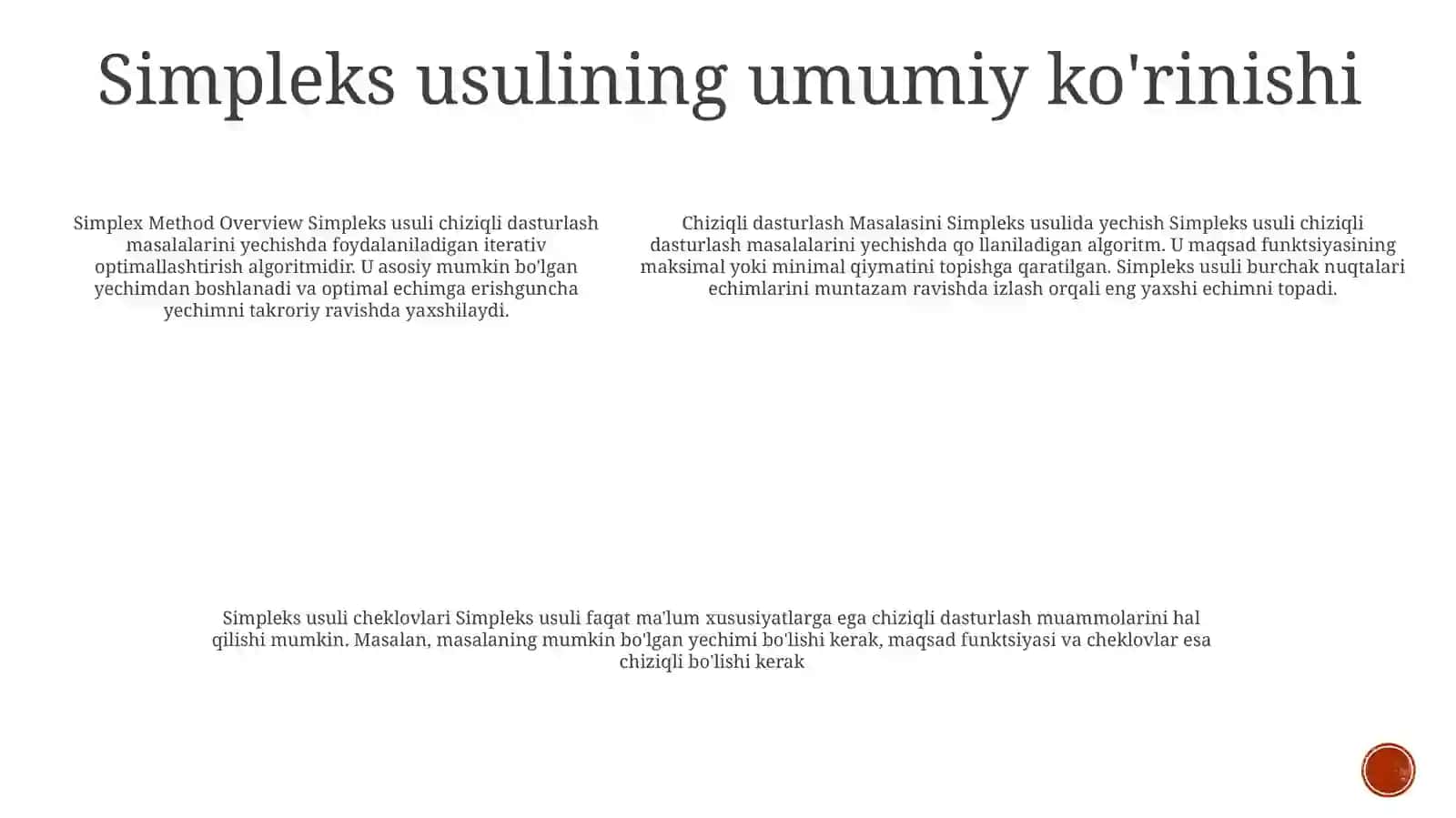 Chiziqli Dasturlash Masalasini Simpleks Usulda Yechish 4