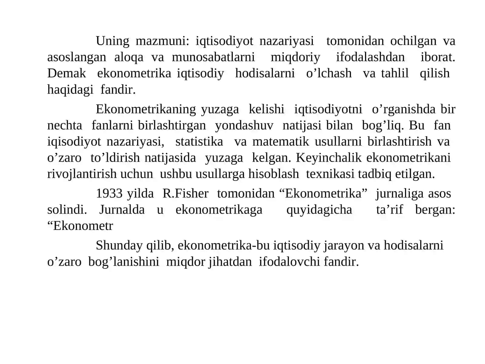 Ekonomеtrika faninig prеdmеti, usullari, vazifalari va asosiy tushunchalari 4