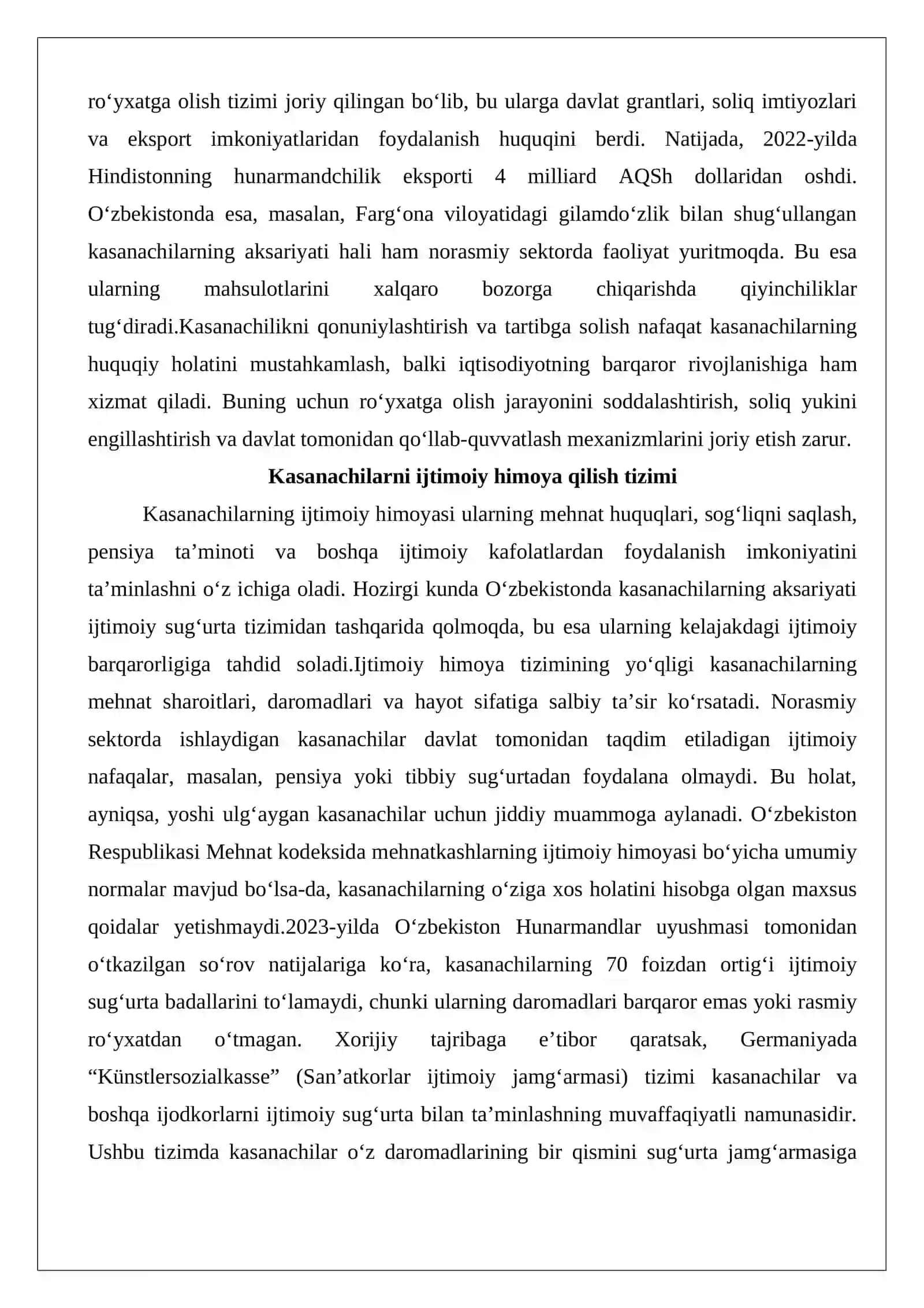 Kasanachilar mehnatini huquqiy jihatdan tartibga solish 4