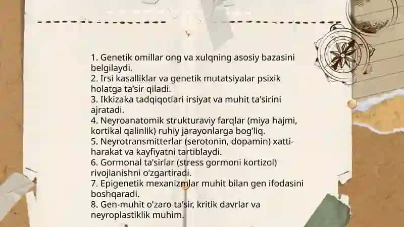 Odam psixikasining paydo bo'lishi va taraqqiyoti. Ong turlarining psixologik tavsifi 4