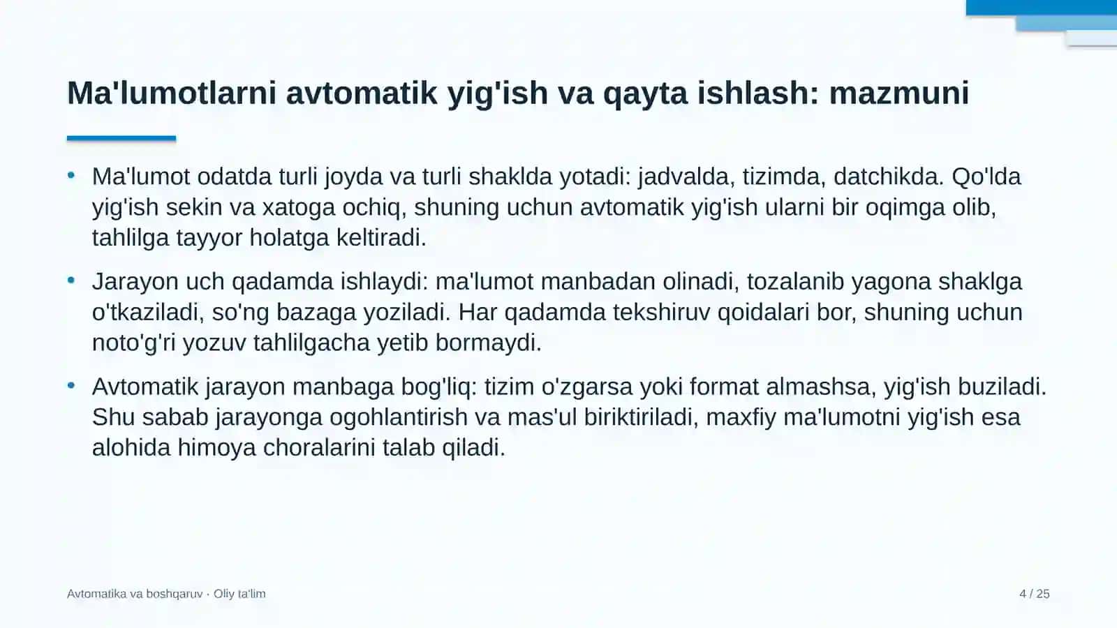 Energiya auditi tashkilotlarida ma'lumotlarni avtomatik yig'ish va qayta ishlash 4