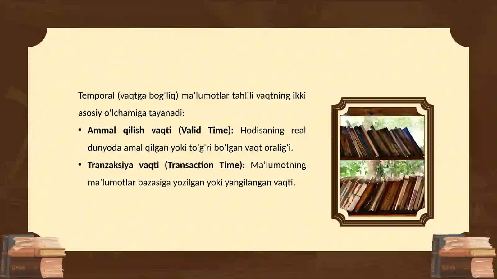 TARIXIY MA’LUMOTLAR MODELLARI 4