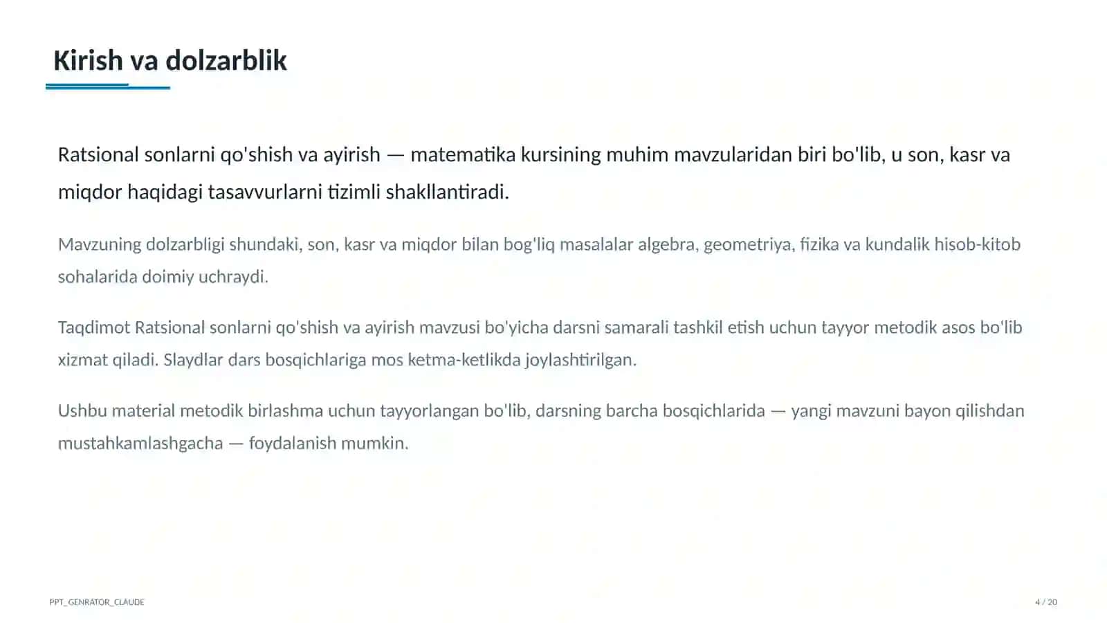 Ratsional sonlarni qo'shish va ayirish (6-sinf) 4