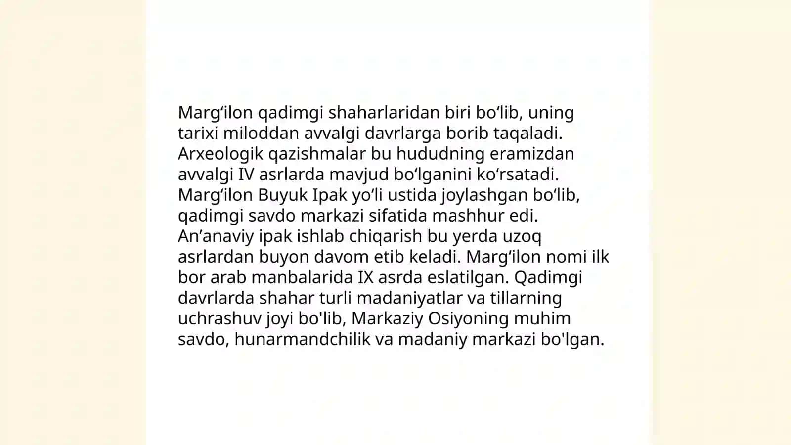 Margʻilon shaharining rivojlanish tarixi va hozirgi holati 4