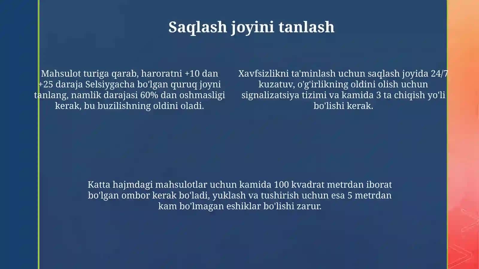 Mahsulotlarni saqlash 4