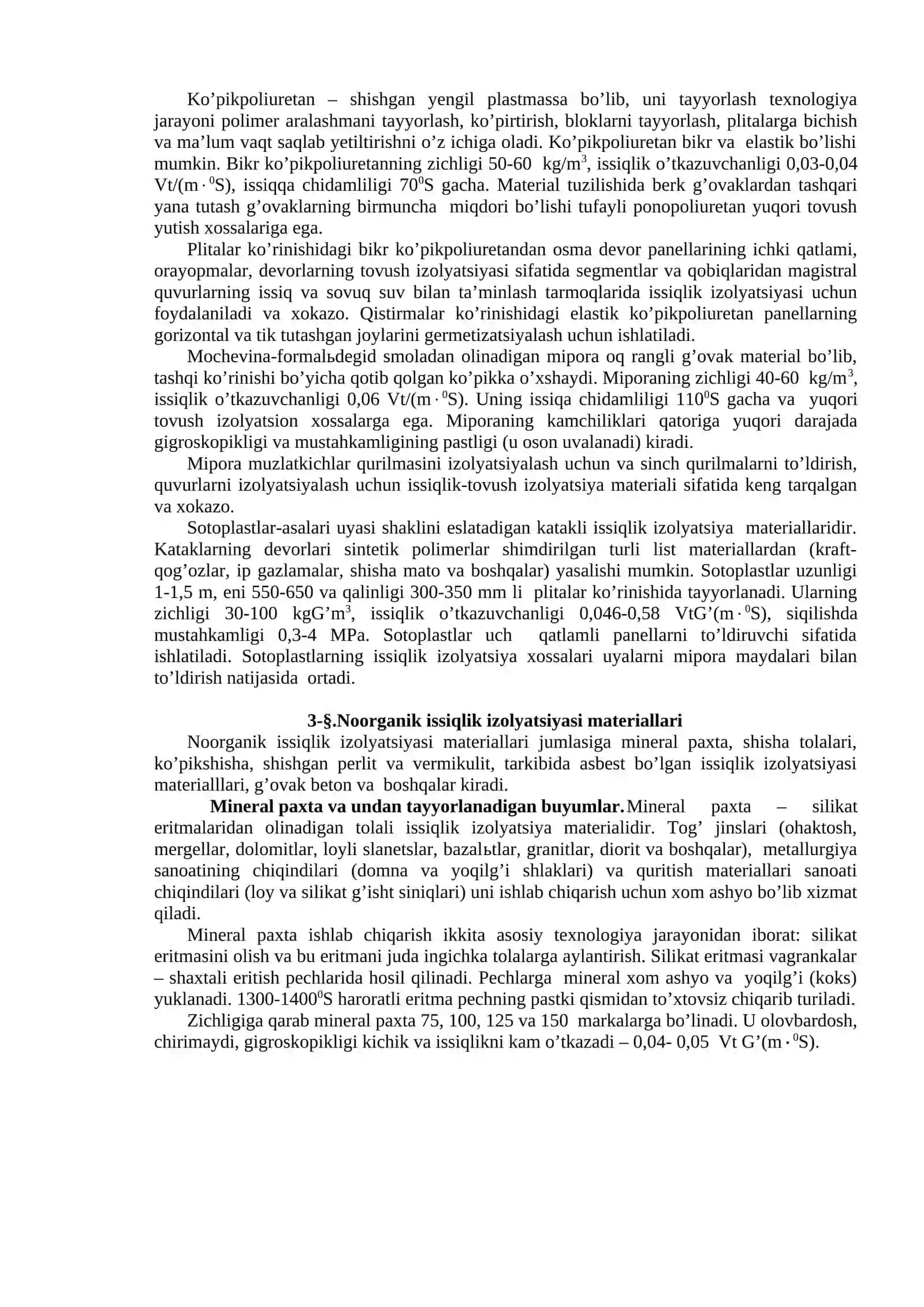 NOORGANIK ISSIKLIK IZOLYATSIYASI MATERIALLARI 4