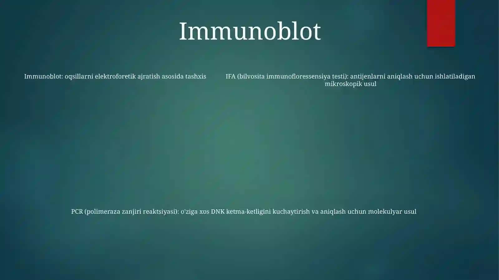 Immunoblot, Ifa, Radioimmun Reaksiyalarning Yuqumli Kasalliklar Tashhisida QoʻLlanilishi, QoʻYish Texnikasi 4