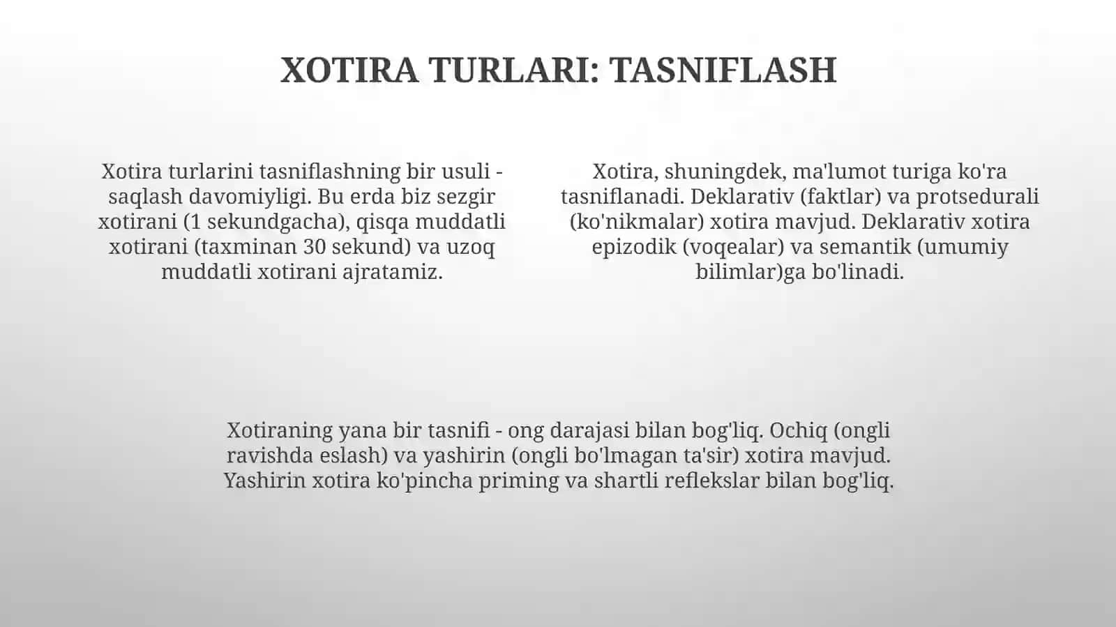 Xotira. Xotira turlari. Xotira jarayonlari 4