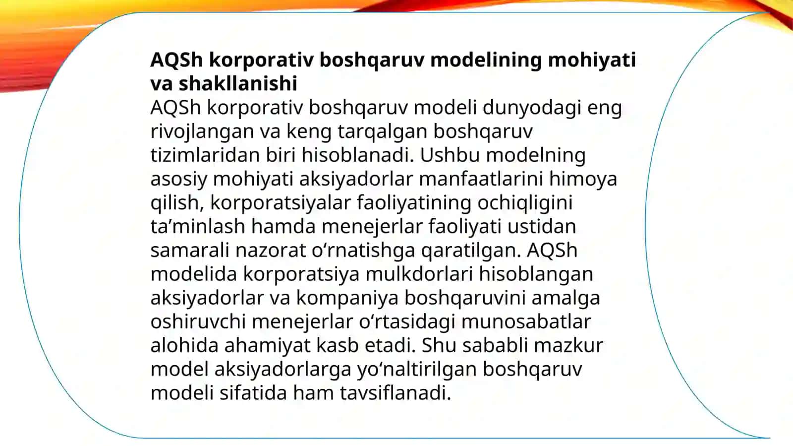 Korporotiv boshqaruvda AQSh modeli 4