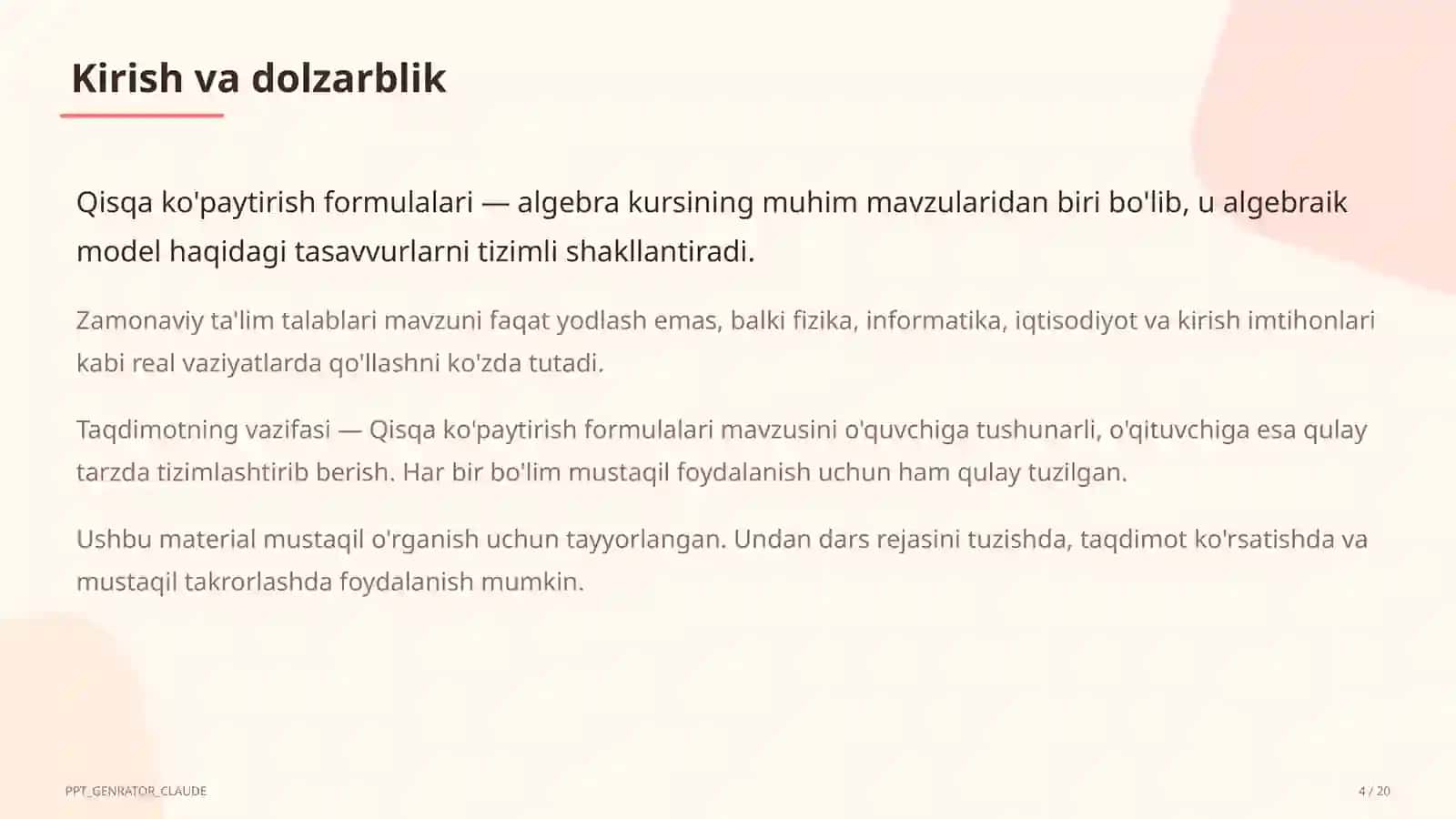 Qisqa ko'paytirish formulalari (7-sinf) 4