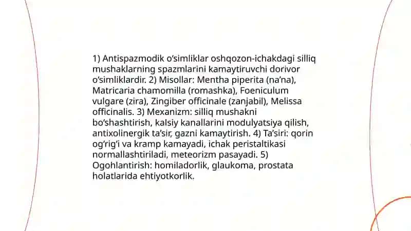 Oshqozon ichak faoliyatiga ta'sir qiluvchi o'simliklar 4