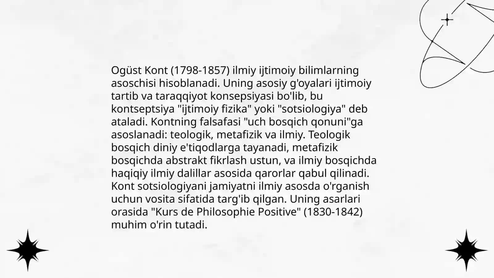Xorijiy davlatlarda sotsiologiyaning rivojlanish bosqichlari:Fransiya Abdulboqiyeva O'g'iloy 4