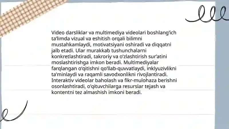 Media mahsulot turlari va ularning boshlanğich ta'limdagi ahamiyati 4