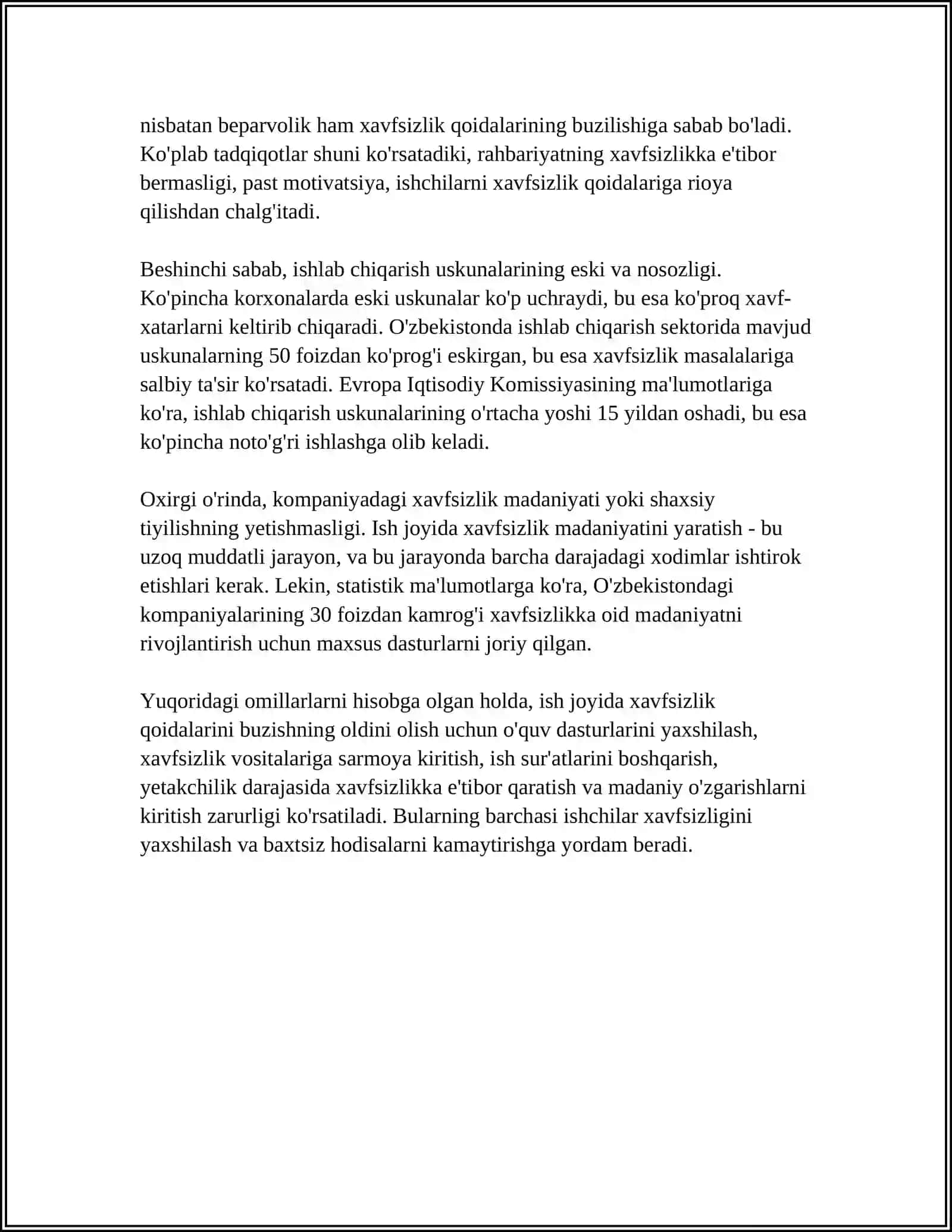 MEHNAT XAVFSIZLIGI QOIDALARI BUZILGANDA JAVOBGARLIK TURLARI 4