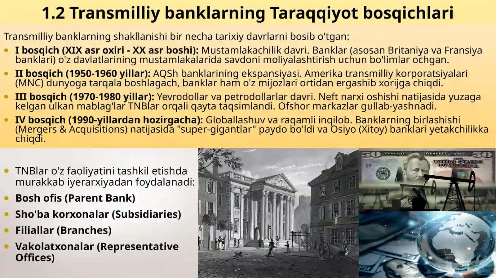 Transmilliy banklar faoliyatida risklarni boshqarishning o'ziga xos jihatlari. Ofshor bank faoliyatining paydo bo'lishi 4