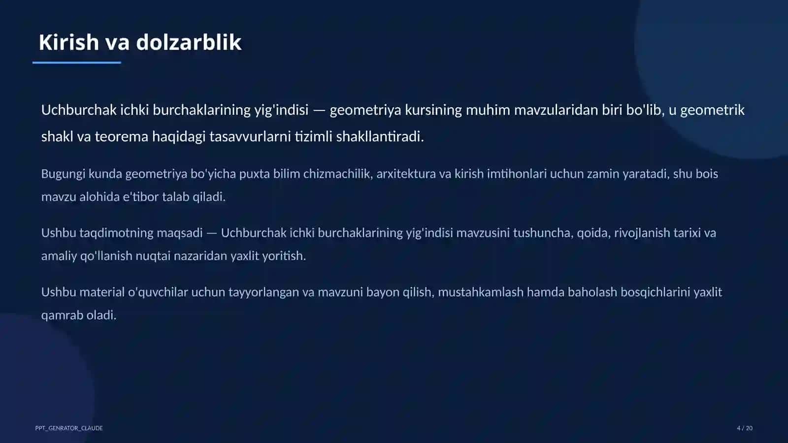 Uchburchak ichki burchaklarining yig'indisi (7-sinf) 4