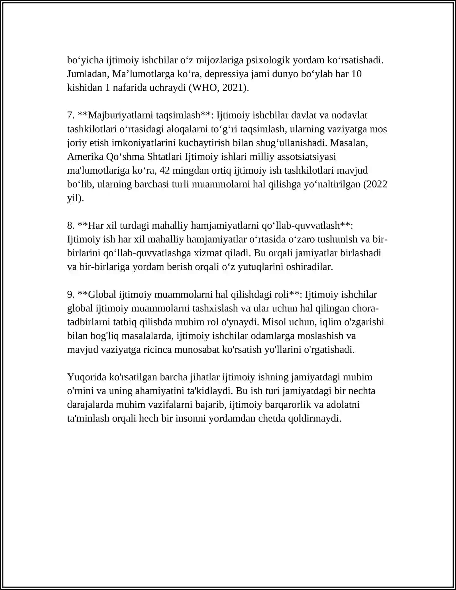 MATNAZARVA MADINA IJTIMOIY ISHNING QADRIYATI VA SHAXSIY RIVOJLANISHI. REFERAT 4