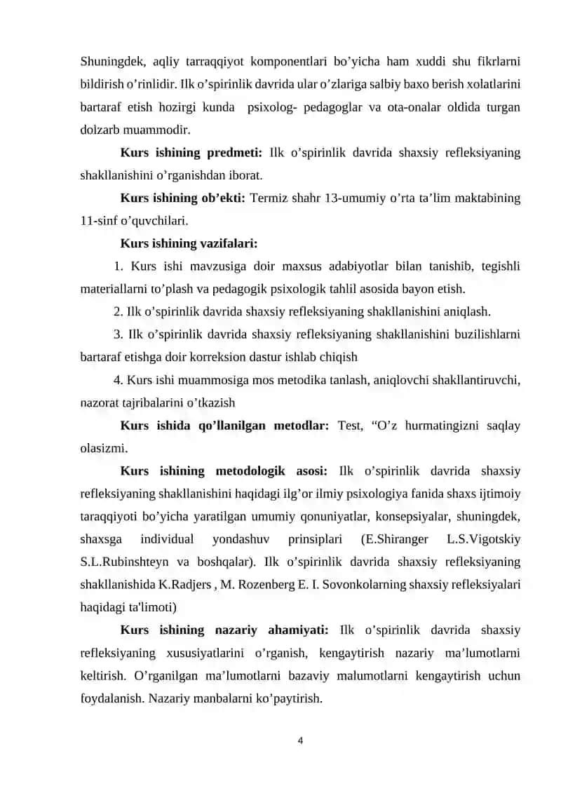 Ilk o’spirinlik davrida shaxsiy refleksiyaning shakllanishi 4