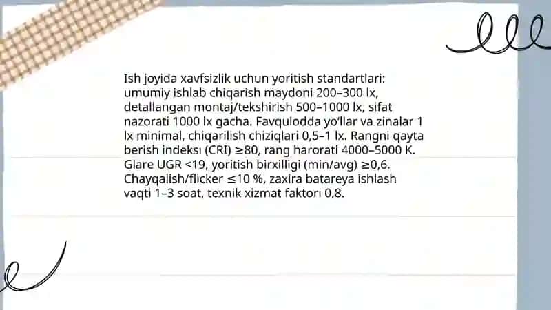 Yoritish tizimi va ishlab chiqarish jarayonidagi roli 4