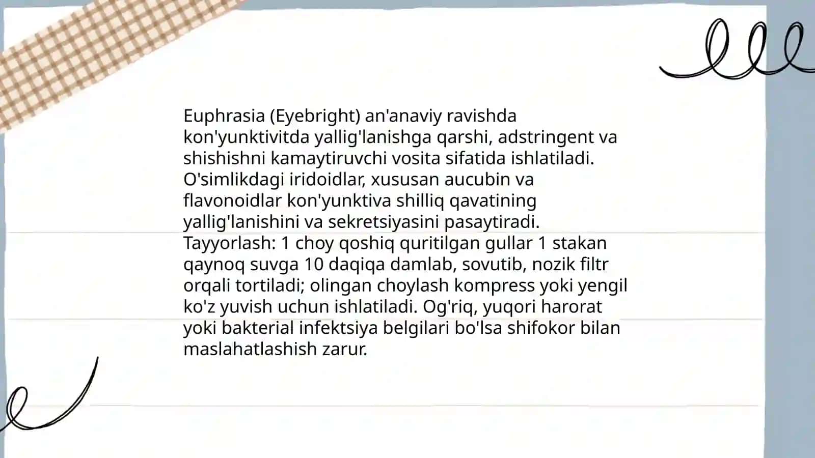 Ko'z kasalliklariga ta'sir etuvchi dorivor o'simliklar 4