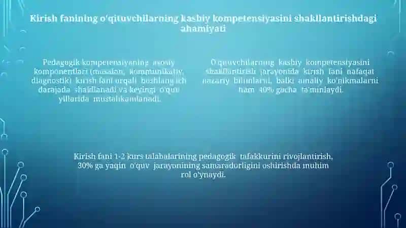 Mutaxassislikka kirish fanining oʻrni va roli 4