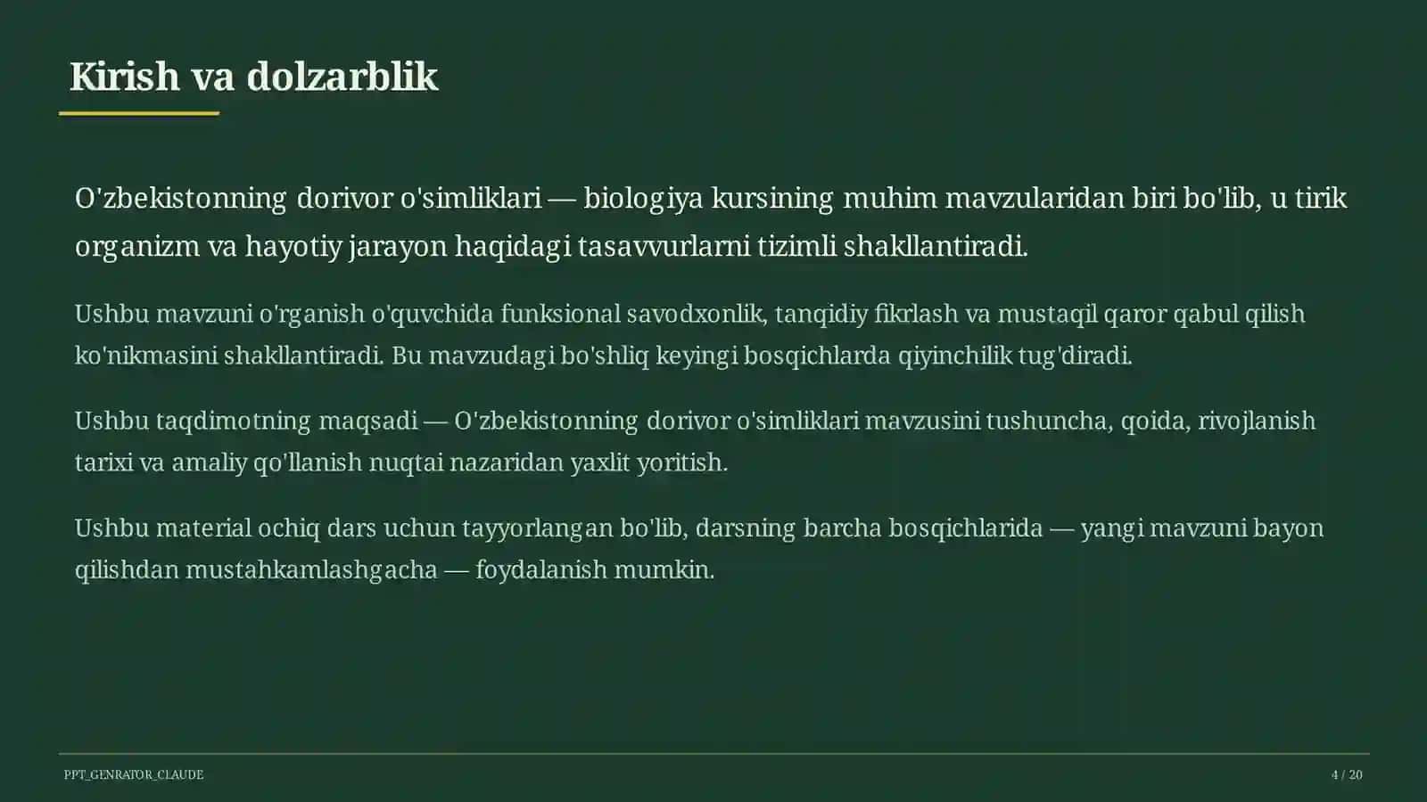 O'zbekistonning dorivor o'simliklari (6-sinf) 4