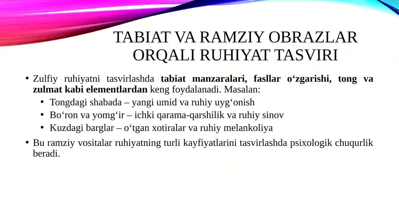 Zulfiyaning "Xotiram siniqlari" dostonida ruhiyat tasviri 4