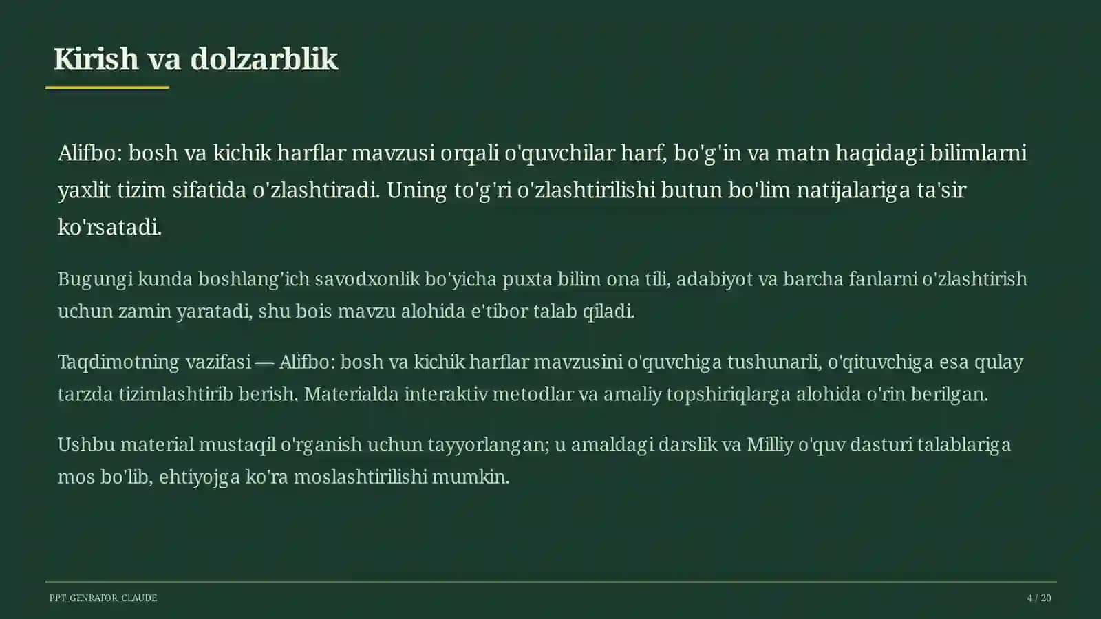 Alifbo: bosh va kichik harflar (1-sinf) 4