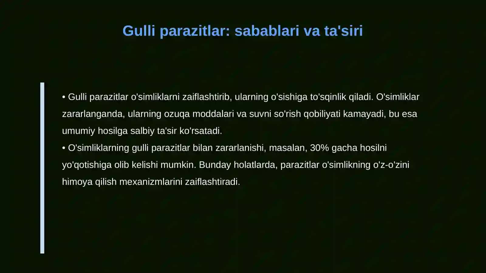 O‘simliklarni gulli parazitlar va yarim parazitlar qo‘zg‘atuvchi kasalliklardan himoya qilish 4
