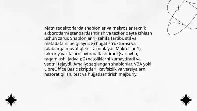Texnik axborotlarni matn redaktorlari vositalaridan foydalangan holda qayta ishlash dasturlari 4