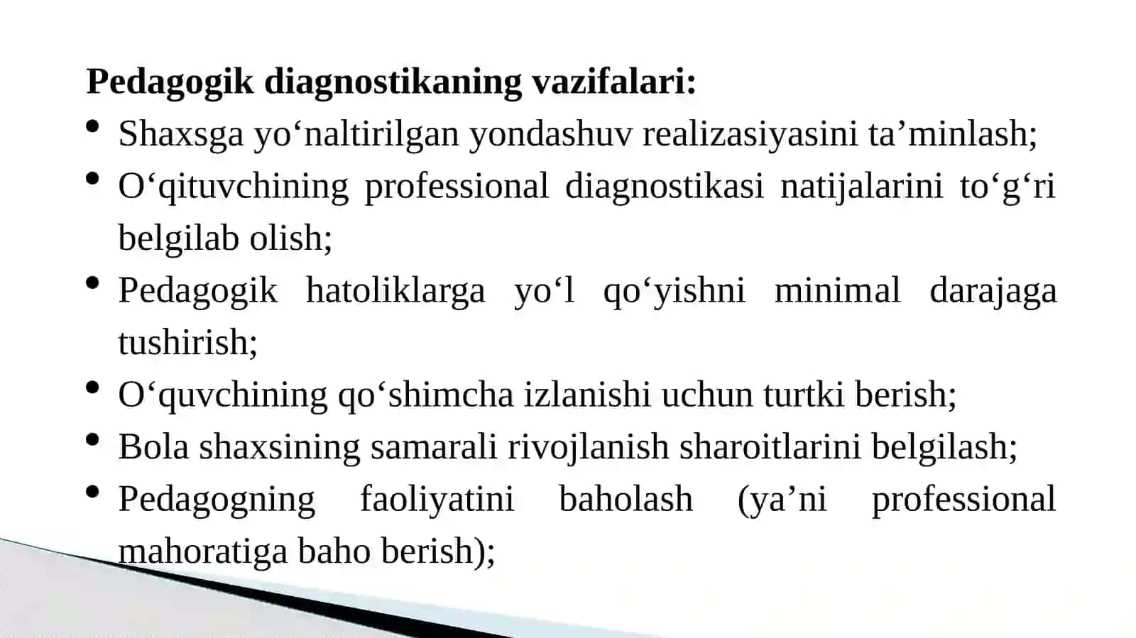 PEDAGOGIKDIAGNOSTIKA.Korrektsionpedagogikavainklyuzivta’limasoslari 4