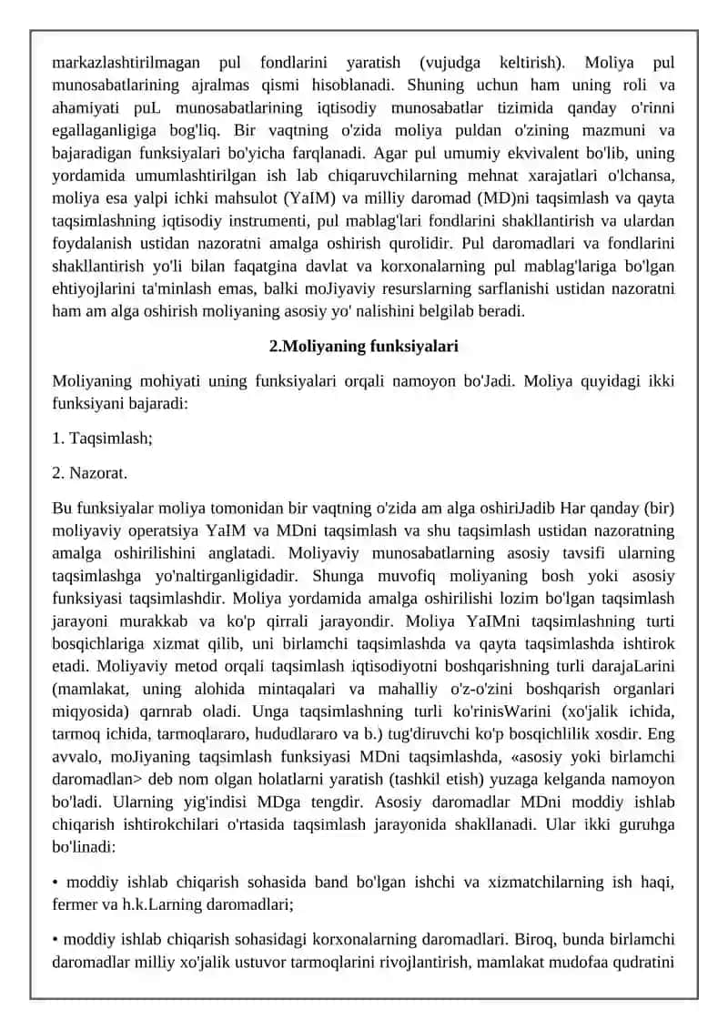 Moliyaning ijtimoiy-iqtisodiy mohiyati va funksiyalari 4