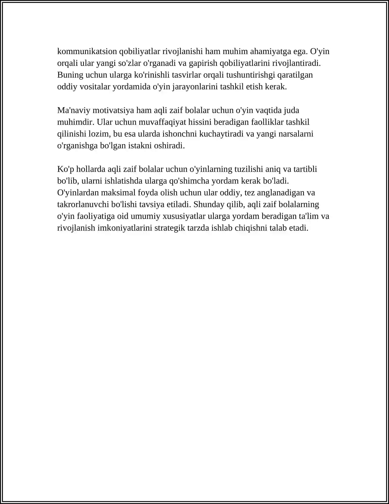 Aqli zaif bolalarning o'yin faoliyati xususiyatlari 4