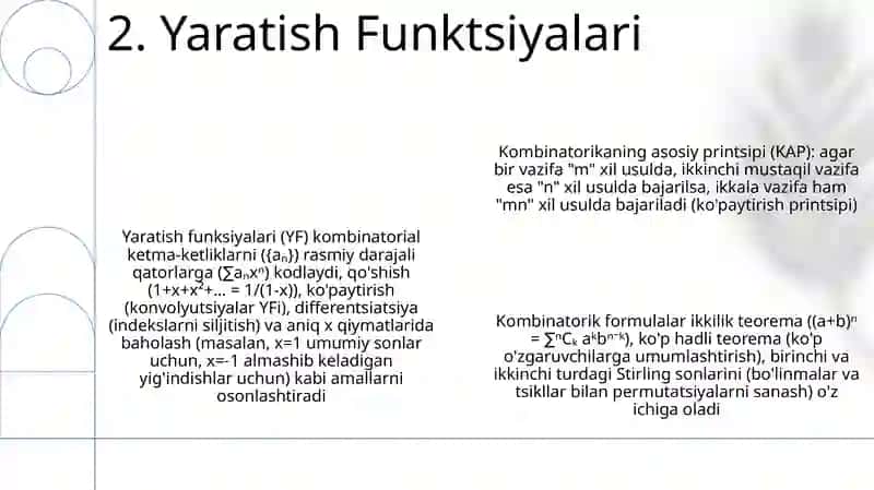 Kombinatorika asosiy prinsipi va kombinatorikaning baʼzi formulalari 4
