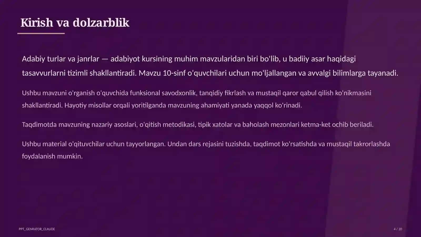 Adabiy turlar va janrlar (10-sinf) 4