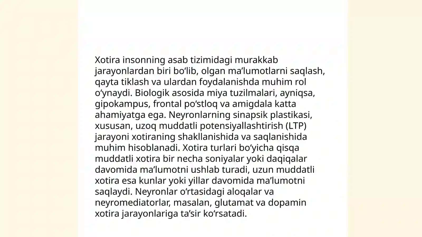 Xotira haqida tushuncha va uning nerv-fiziologik asosi 4