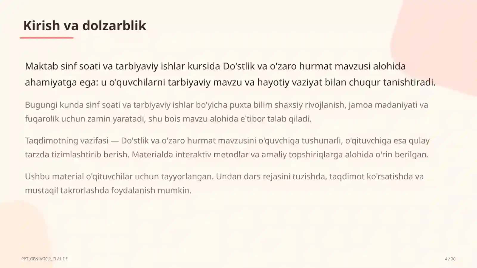 Do'stlik va o'zaro hurmat 4