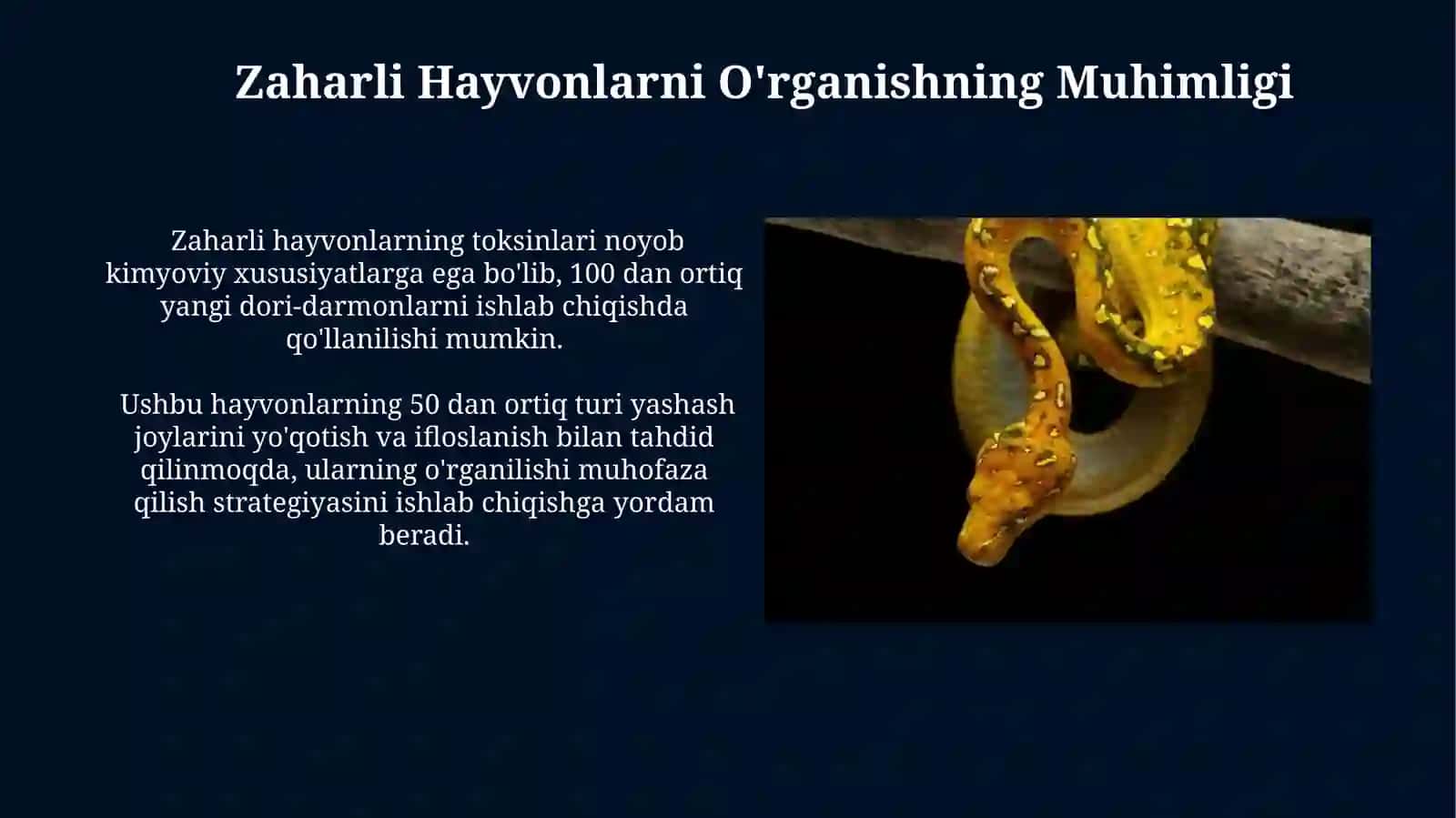 Zaharli Hayvonlar Sistematikasi 4